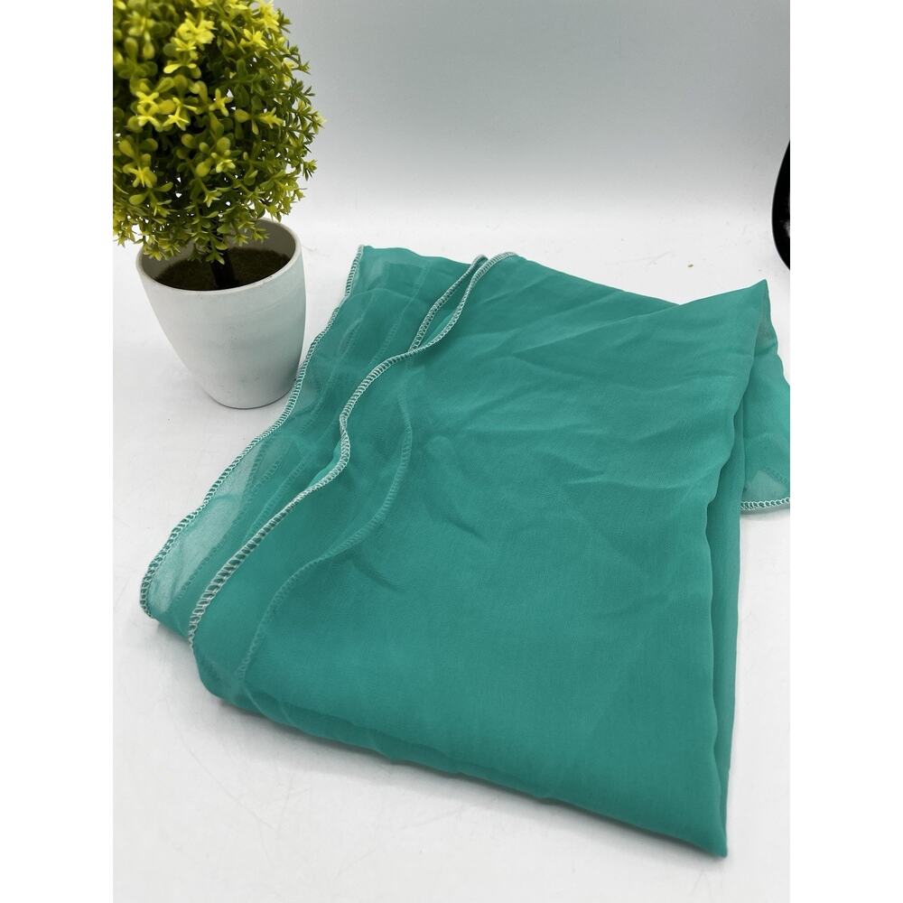 Sheer Teal Turquoise Chiffon Scarf Long Wrap 74 Inch Serged Edges